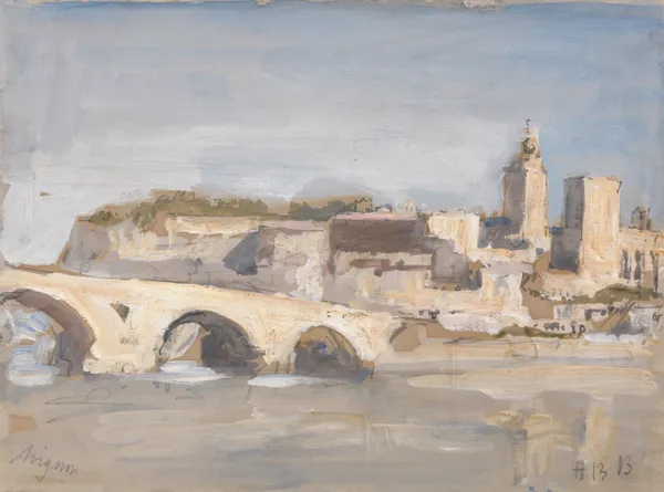 Avignon; Bridge over a River av Hercules Brabazon Brabazon