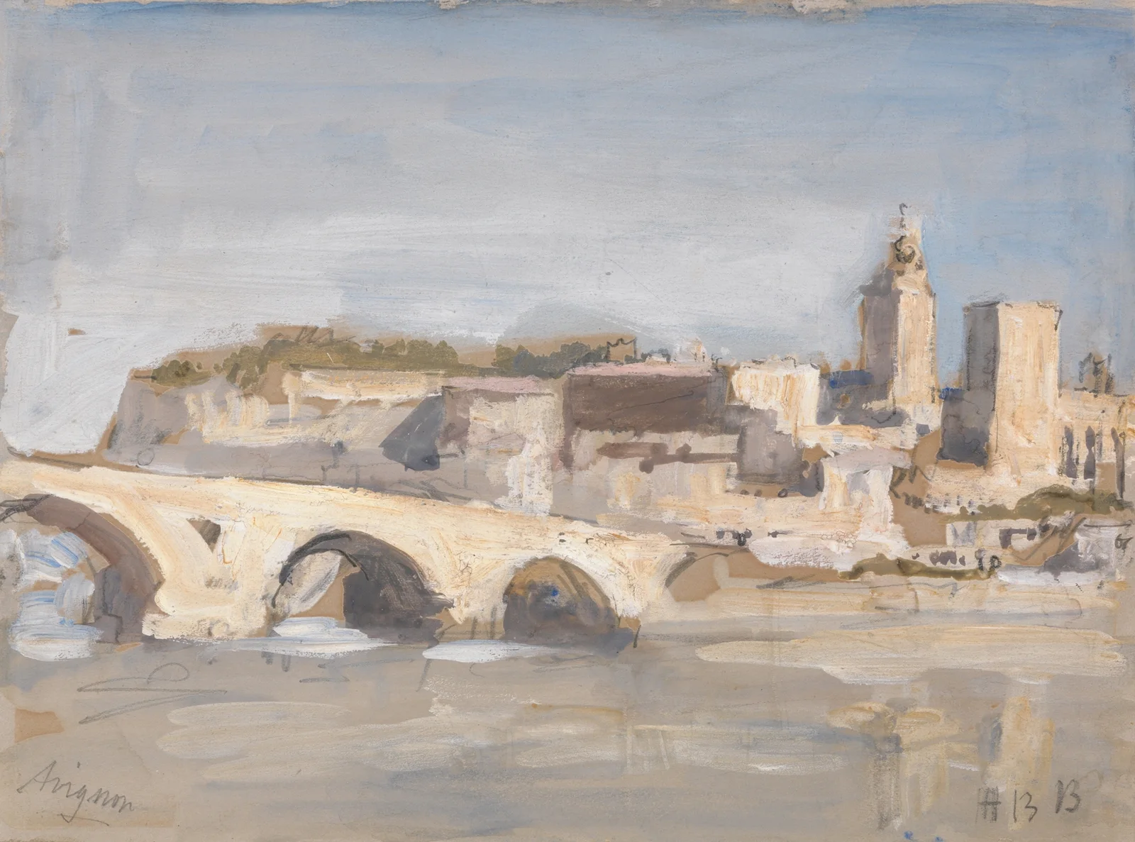 Avignon; Bridge over a River av Hercules Brabazon Brabazon