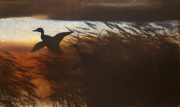 Summer Night Ducks Lifting off av Bruno Liljefors