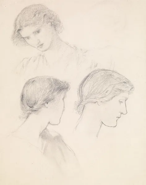 Female – Head Study of a Girl (Three Studies) av Sir Edward Coley Burne-Jones