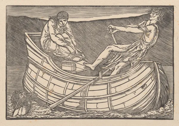 Psyche and the ghost in Styx av Sir Edward Coley Burne-Jones
