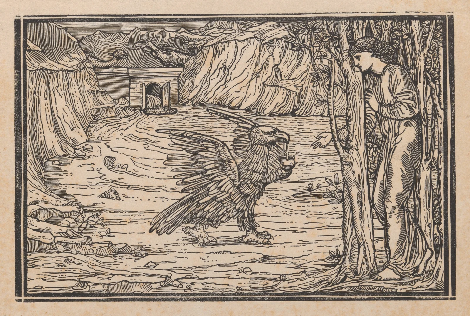 Psyche helped by Jove’s eagle av Sir Edward Coley Burne-Jones