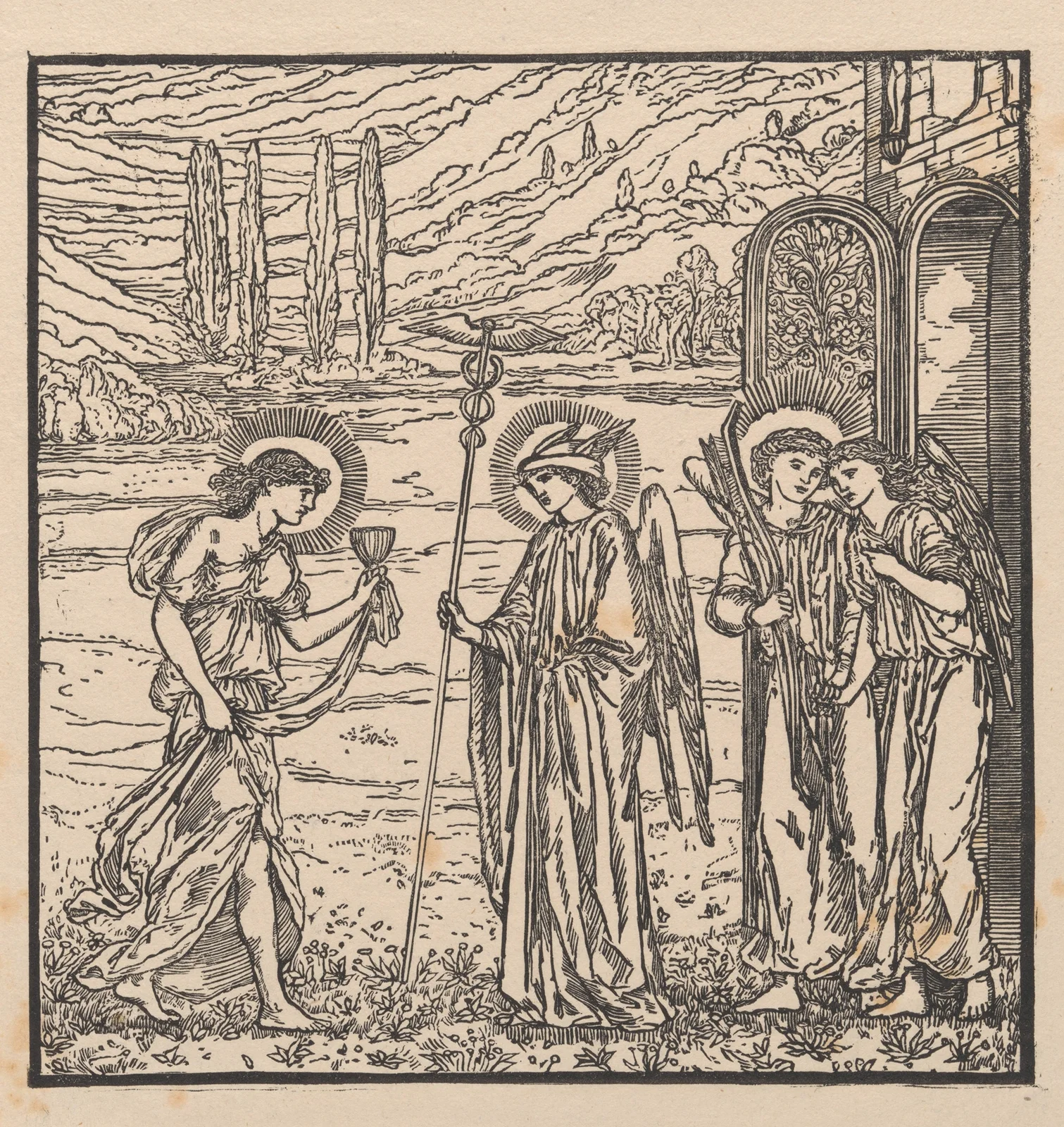 Psyche received into Olympus I av Sir Edward Coley Burne-Jones