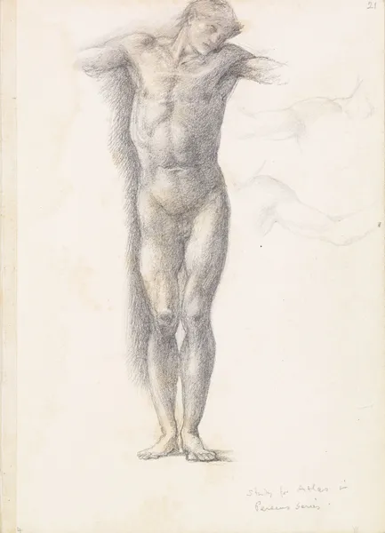 Sketchbook – Study for Atlas in Atlas Turned to Stone av Sir Edward Coley Burne-Jones