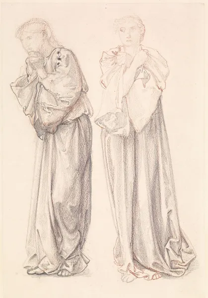 St George Series – Two Studies of Female Attendants for ‘The Princess draws the fatal Lot’ av Sir Edward Coley Burne-Jones