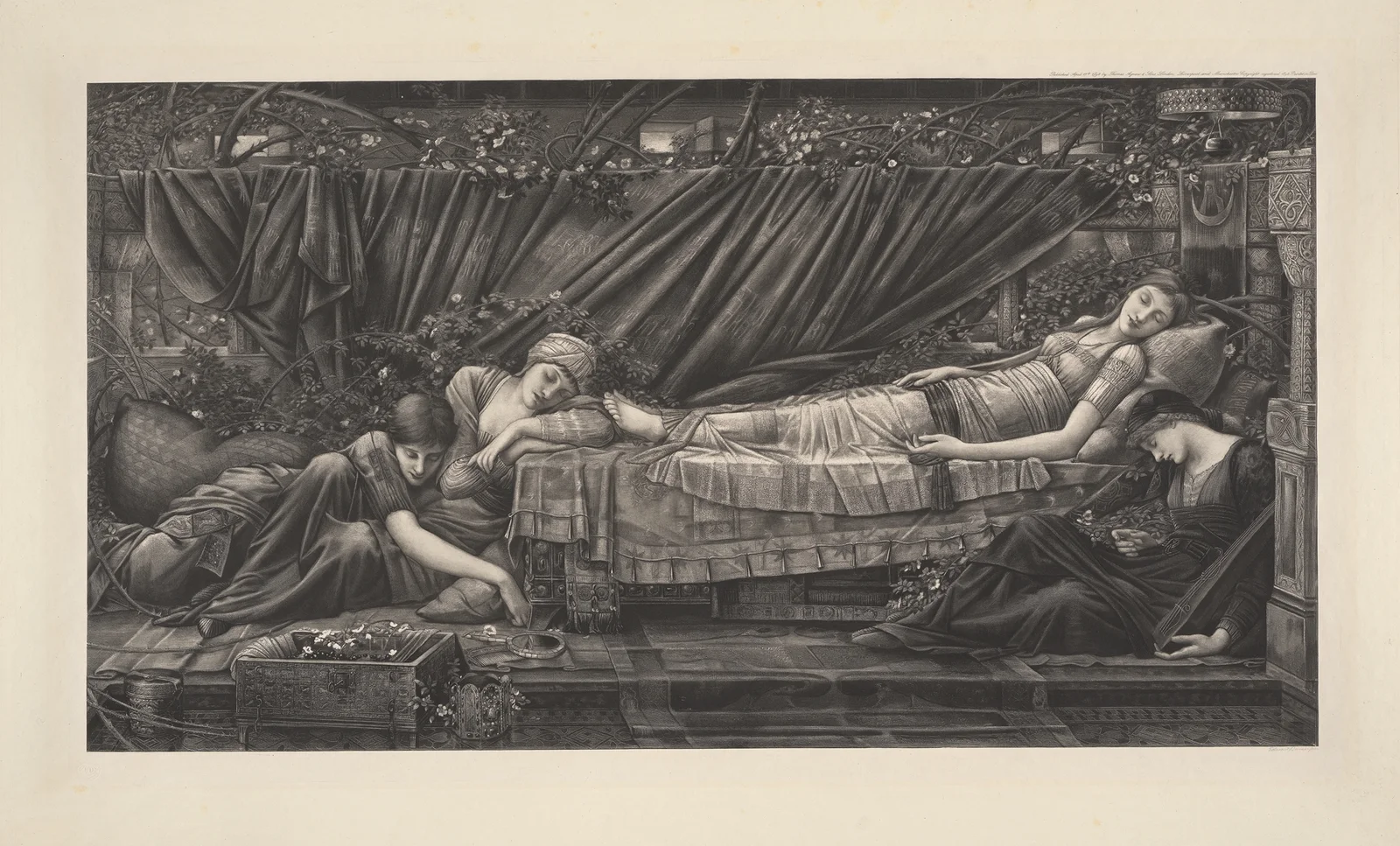 The Rose Bower av Sir Edward Coley Burne-Jones