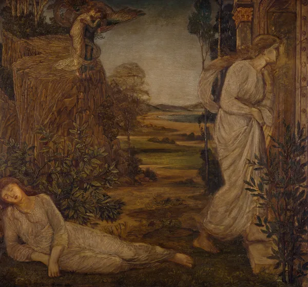 Zephyrus Bearing Psyche to the Mountain av Sir Edward Coley Burne-Jones