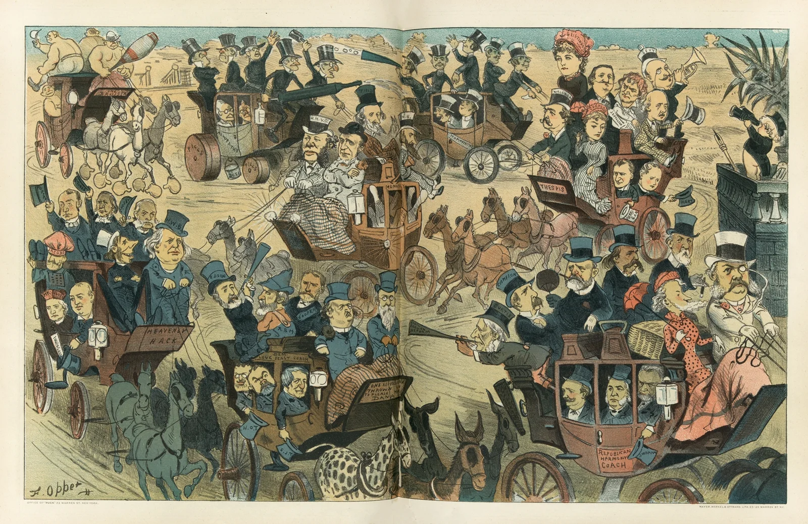 Puck’s coaching parade, 1883 av Frederick Burr Opper