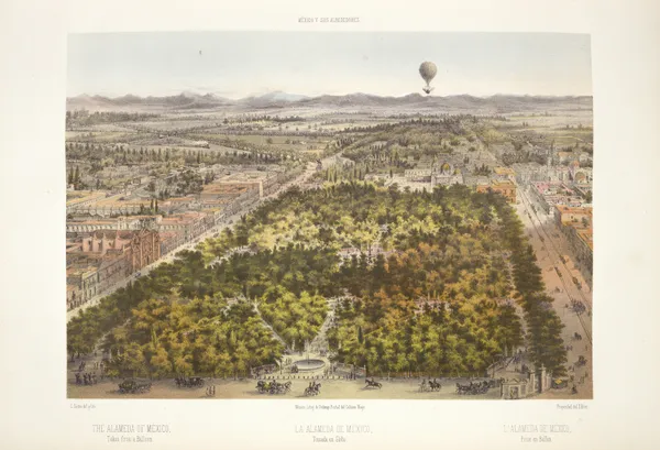 The Alameda of Mexico, taken from a balloon. av C. Castro