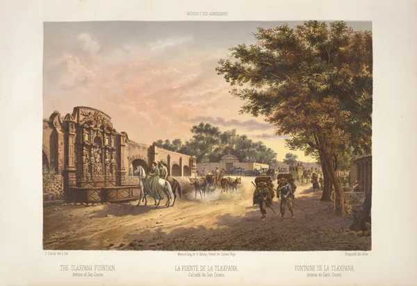 The Tlaxpana fountain, Avenue of San Cosme. av C. Castro