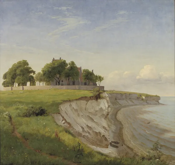 Højerup Church on the Cliffs of Stevns, Zealand av P. C. Skovgaard