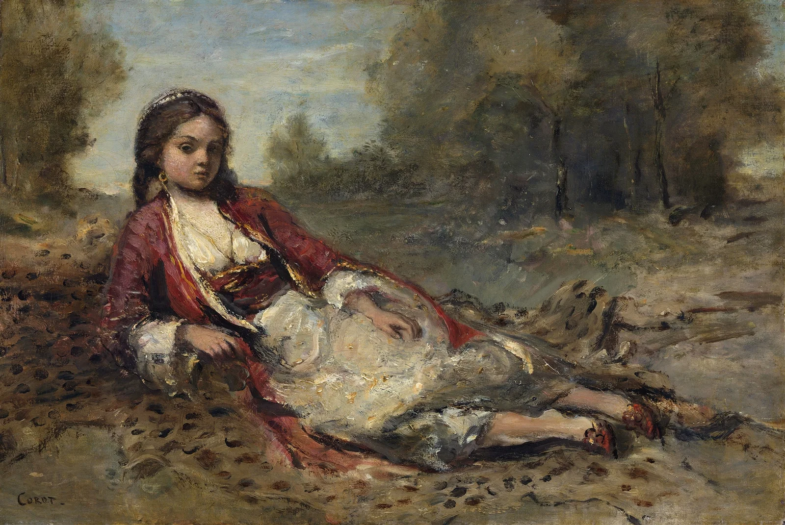 Algérienne av Jean-Baptiste-Camille Corot