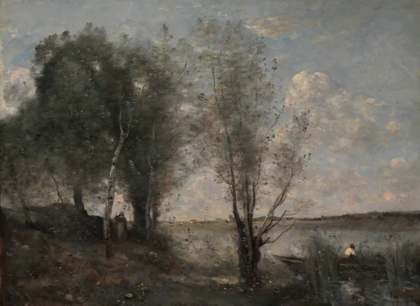 Boatman among the Reeds av Jean-Baptiste-Camille Corot