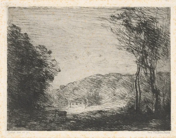 Campagne boisee (Wooded countryside) av Jean-Baptiste-Camille Corot