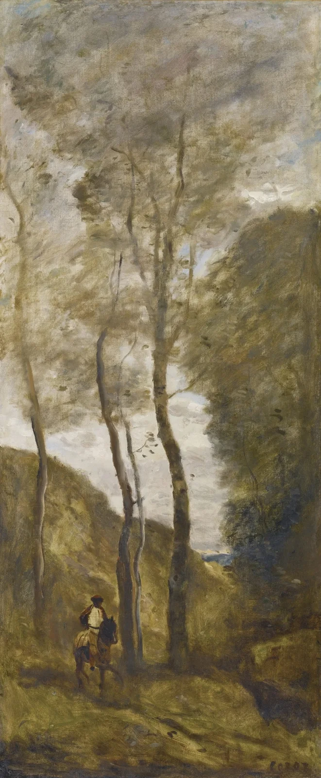 Cavalier dans une gorge av Jean-Baptiste-Camille Corot