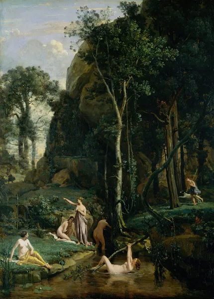 Diana and Actaeon (Diana Surprised in Her Bath) av Jean-Baptiste-Camille Corot