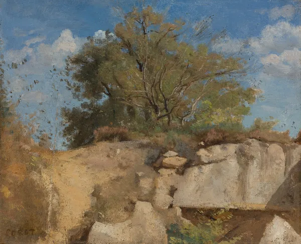 Fontainebleau, Sommet De Carrière Boisée av Jean-Baptiste-Camille Corot
