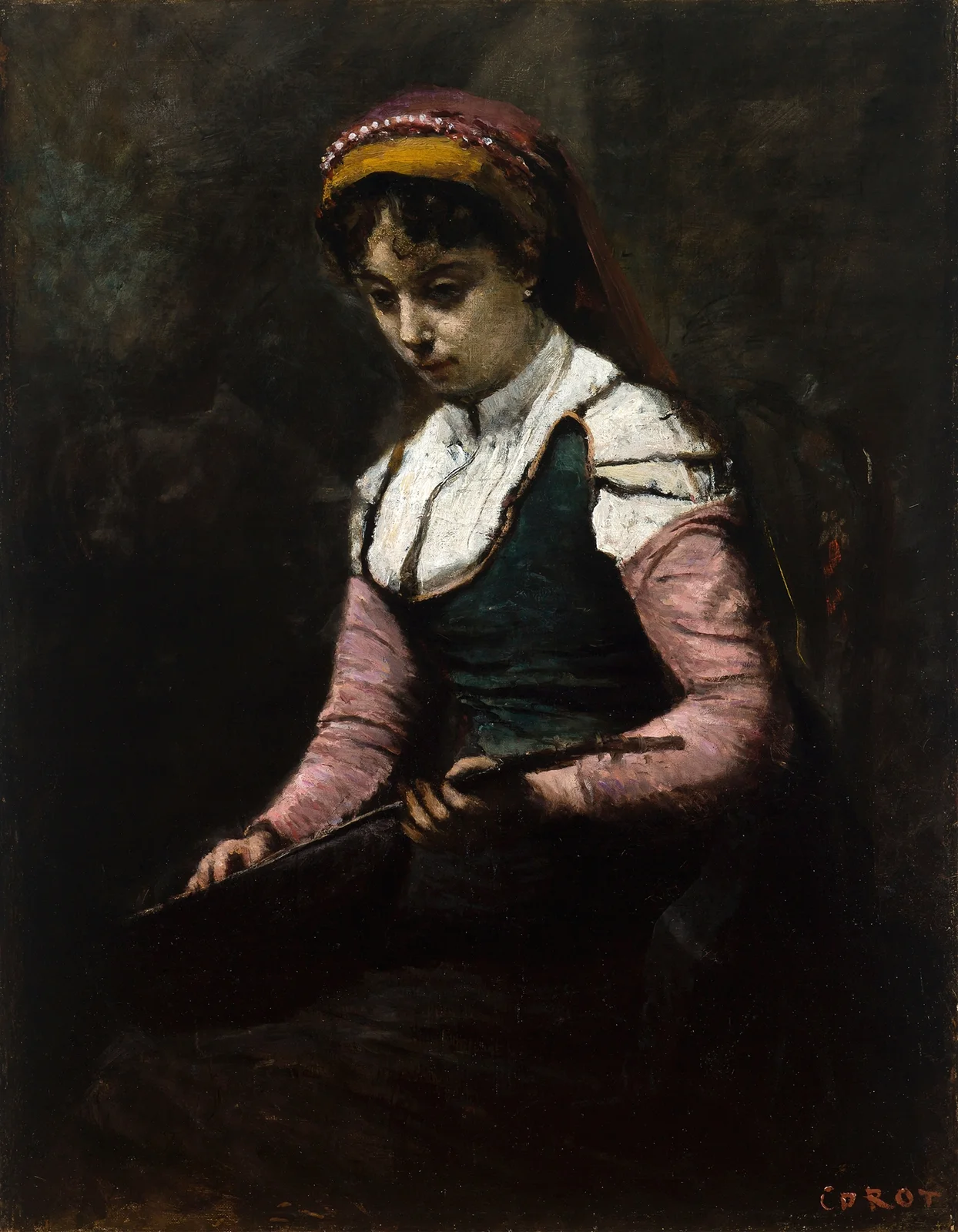 Girl with Mandolin av Jean-Baptiste-Camille Corot