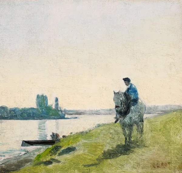 Haleur de bateau sur son cheval av Jean-Baptiste-Camille Corot