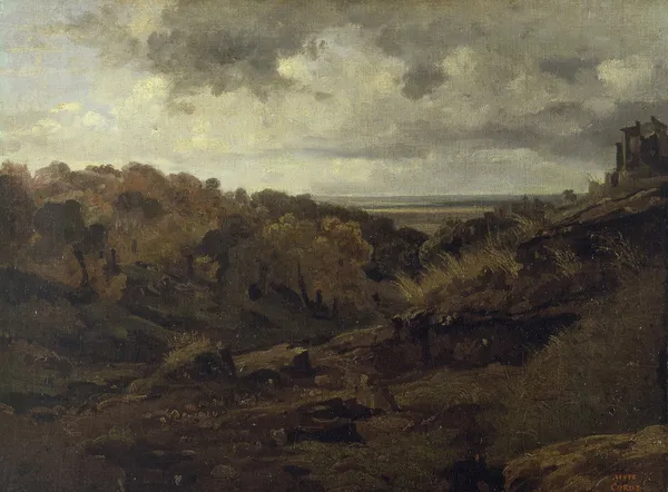 Italian Landscape near Marino in Autumn av Jean-Baptiste-Camille Corot