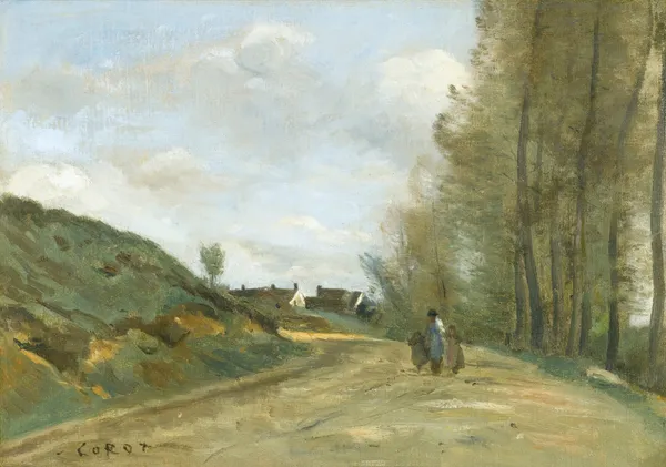La Route De Gouvieux, Près De Chantilly av Jean-Baptiste-Camille Corot