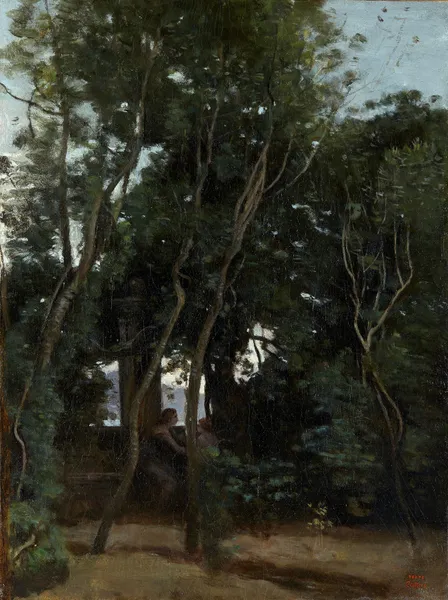 Le matin sous les arbres, 1855 av Jean-Baptiste-Camille Corot