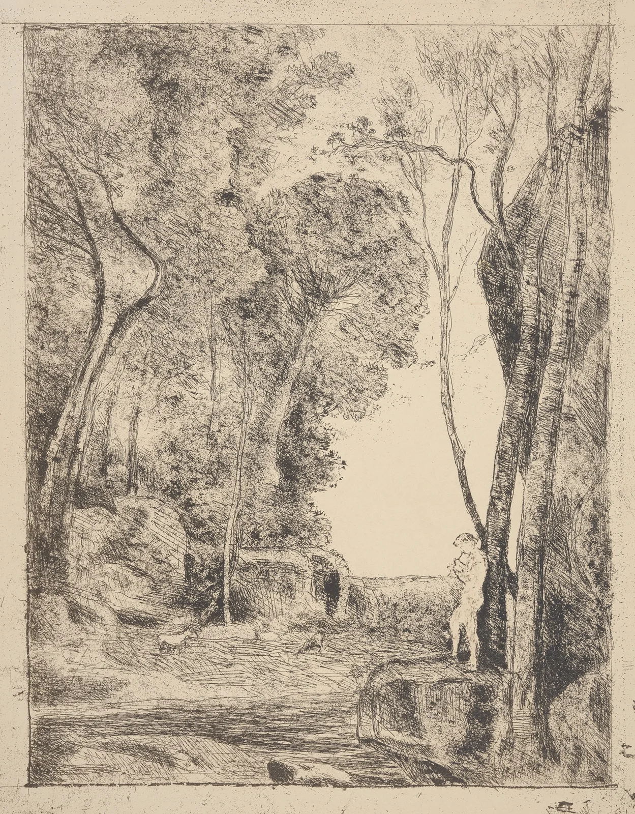 Le petit berger (The little shepherd) av Jean-Baptiste-Camille Corot