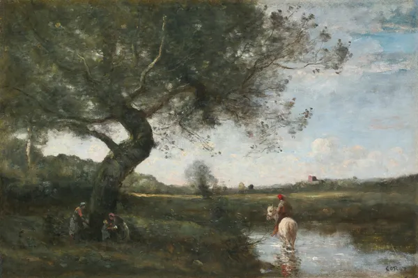 Le Ruisseau Au Cheval Blanc av Jean-Baptiste-Camille Corot