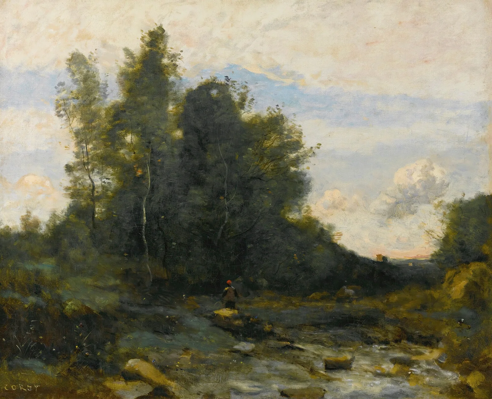 Le Torrent Pierreux (Crépuscule) av Jean-Baptiste-Camille Corot
