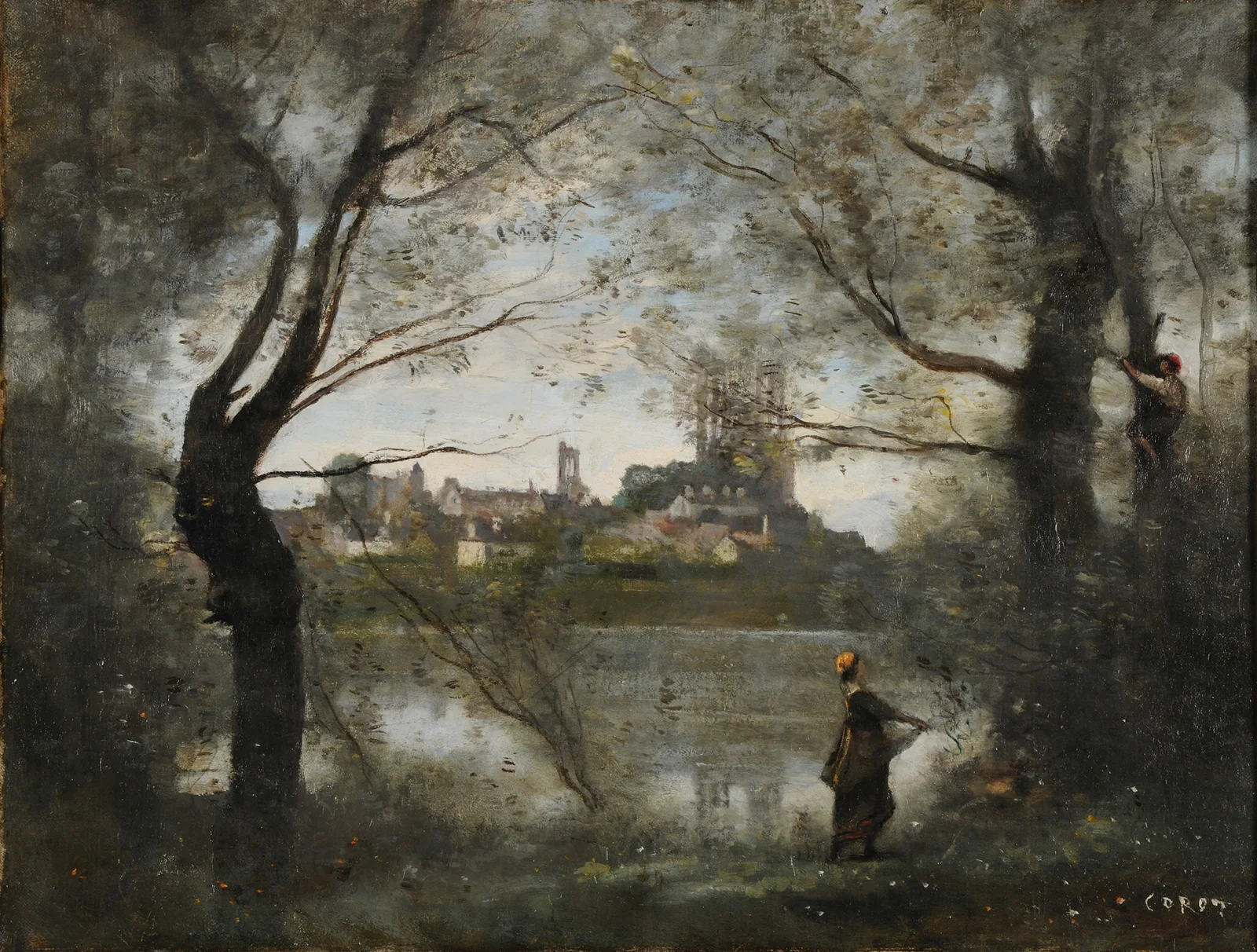 Mantes (le soir) av Jean-Baptiste-Camille Corot