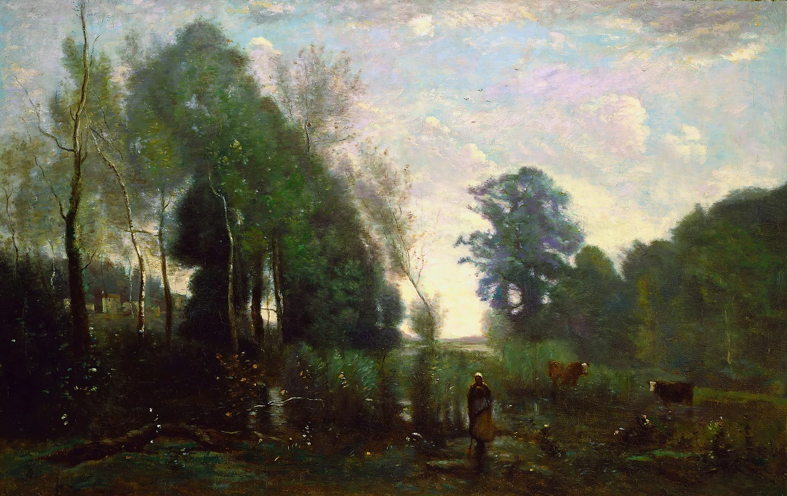 Misty Morning av Jean-Baptiste-Camille Corot