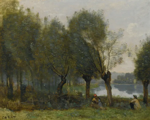 Montgeron-Saulaie Au Bord De L’eau av Jean-Baptiste-Camille Corot