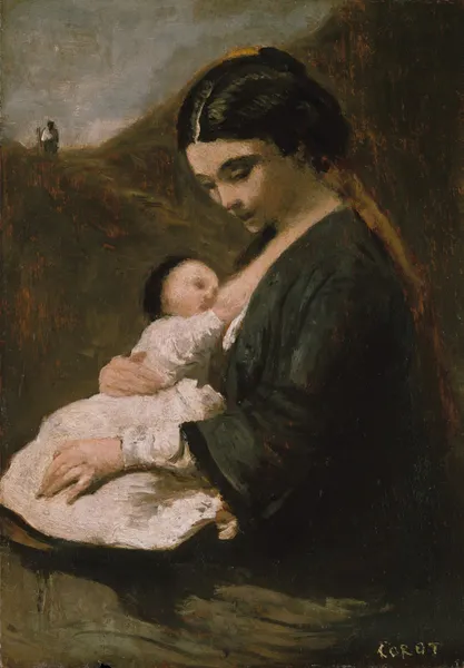 Mother and Child av Jean-Baptiste-Camille Corot