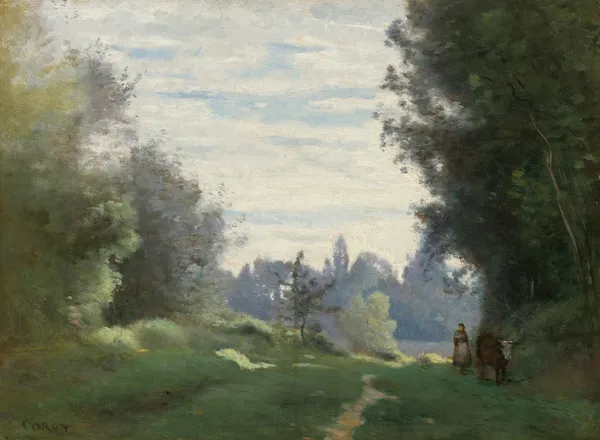 Rayons Du Matin (La Vache Allant Aux Champs) av Jean-Baptiste-Camille Corot