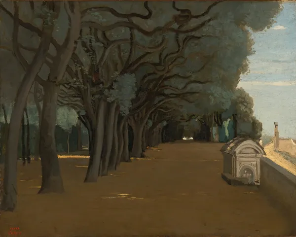 Rome; Terrasse De La Villa Pamphili av Jean-Baptiste-Camille Corot