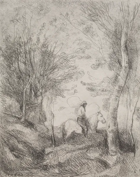 The Great Cavalier in the Wood av Jean-Baptiste-Camille Corot