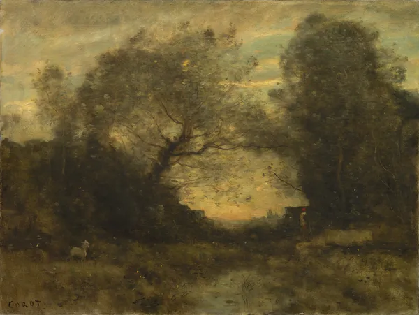 The Pond at the Entrance of the Woods av Jean-Baptiste-Camille Corot