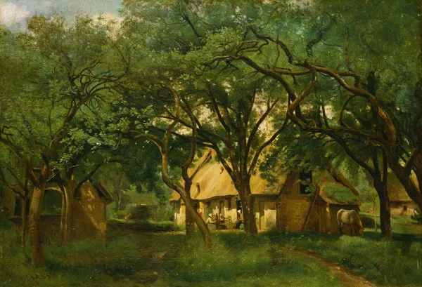 The Toutain Farm at Honfleur av Jean-Baptiste-Camille Corot