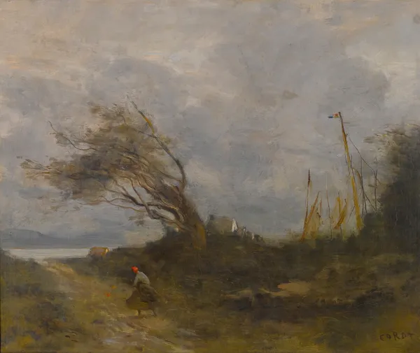Un Coup De Vent Au Bord De La Mer av Jean-Baptiste-Camille Corot