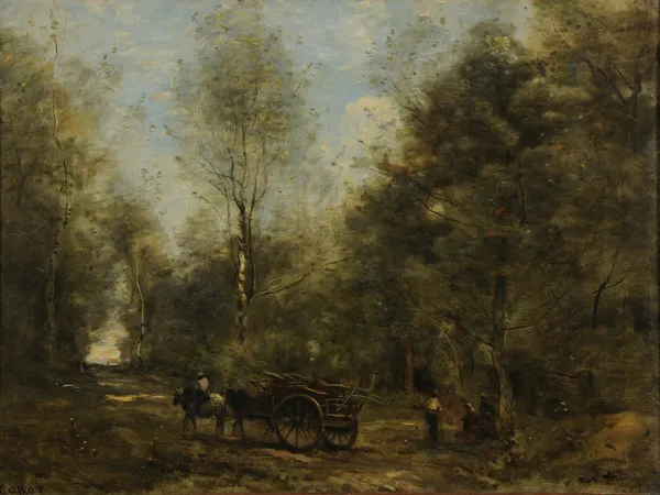 Une allée dans les bois de Wagnonville av Jean-Baptiste-Camille Corot