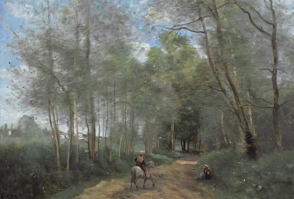 Ville D’avray – Le Cavalier À La Entrée Du Bois av Jean-Baptiste-Camille Corot