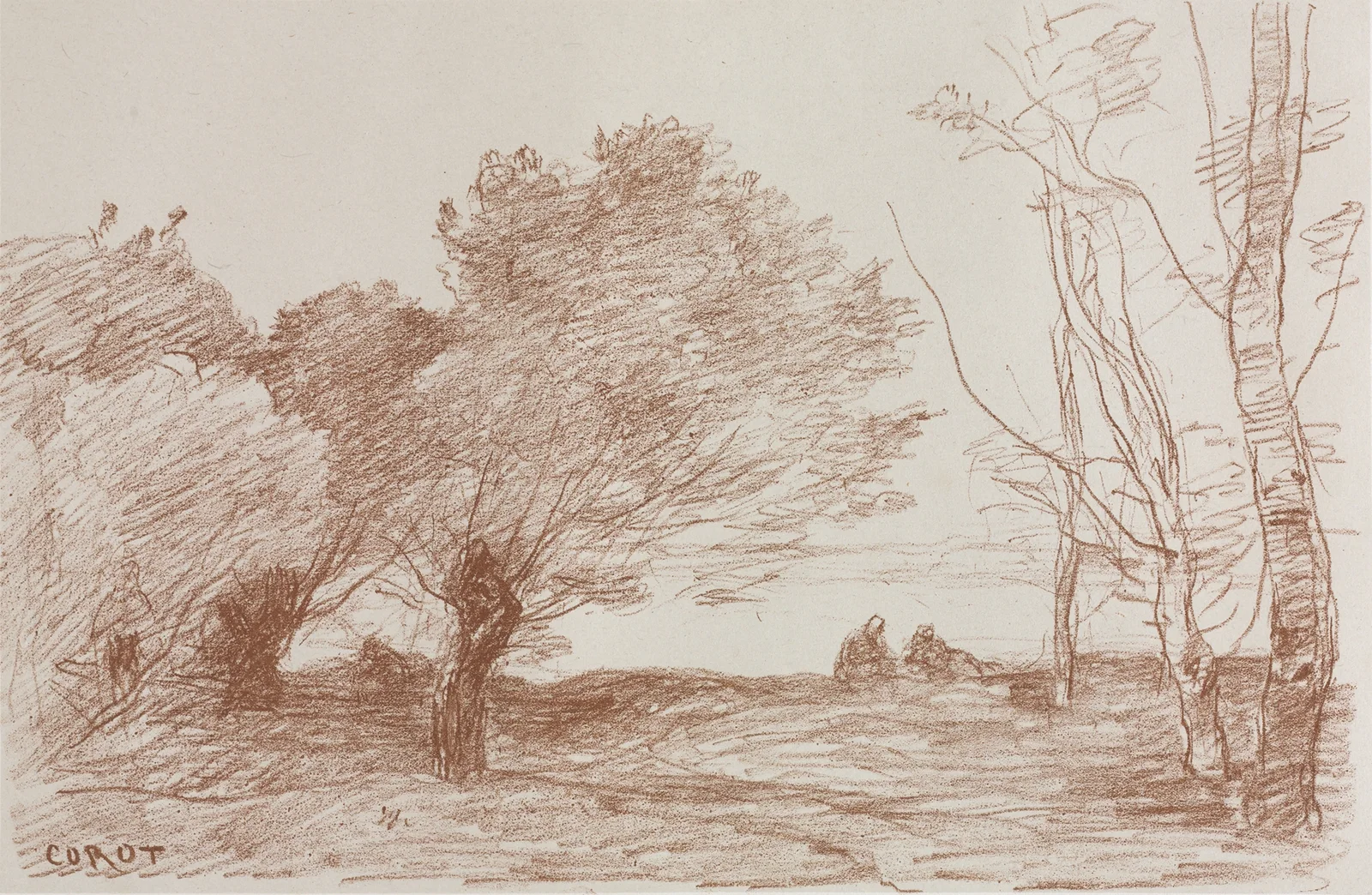 Willows and Poplars av Jean-Baptiste-Camille Corot