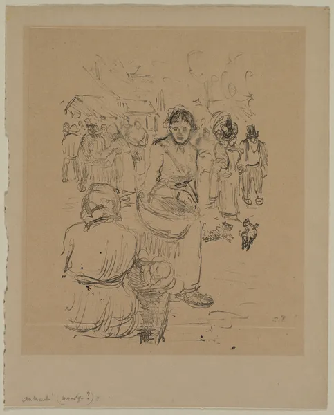At the Market av Camille Pissarro