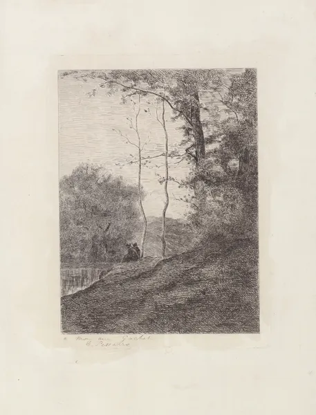 Au bord de l’eau av Camille Pissarro