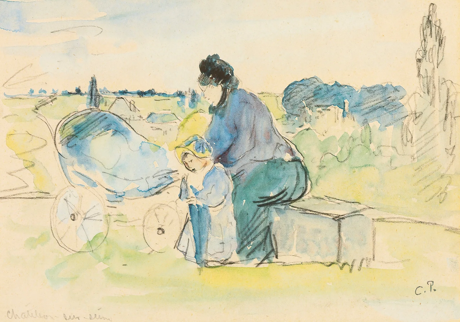 Au Parc av Camille Pissarro