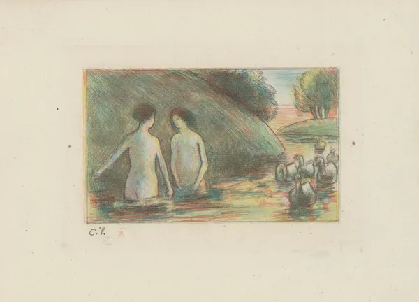 Baigneuses gardeuses d’oies av Camille Pissarro