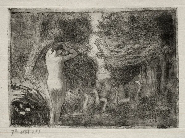 Bather and Geese av Camille Pissarro
