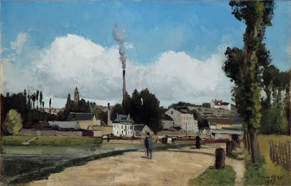 Bords de l’Oise a Pontoise (Banks of the Oise at Pontoise) av Camille Pissarro