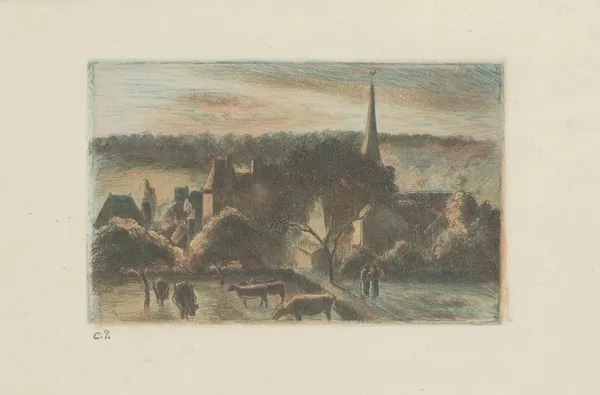 Église et ferme d’Eragny – nr 1 av Camille Pissarro