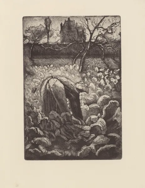 Femme dans un potager av Camille Pissarro